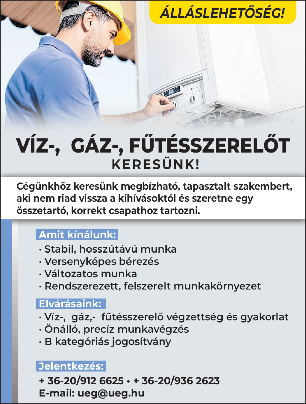 Víz-gát-fűtésszerelő